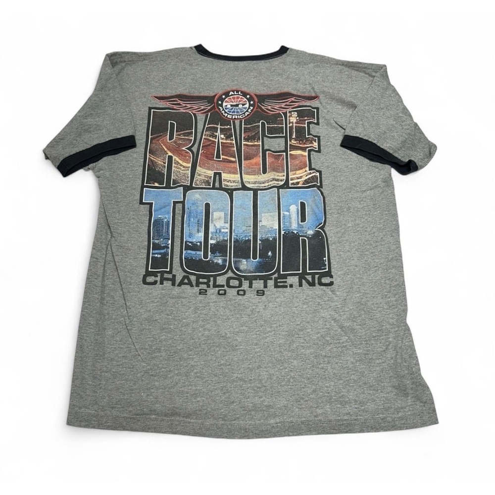 Vintage Bay Side 2009 All American Race Tour Charlotte NC Ringer T-Shirt XL Gray
